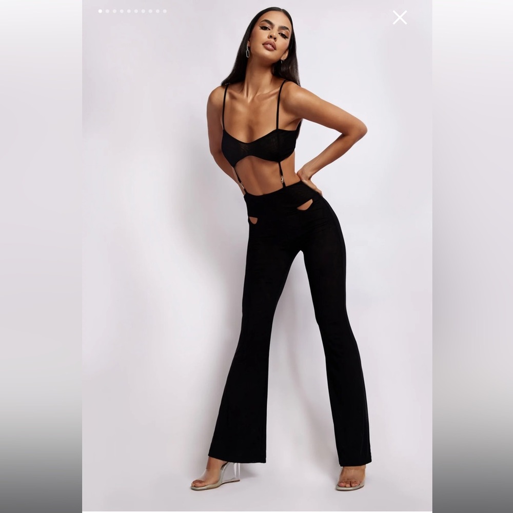 MESHKI black mesh jumpsuit